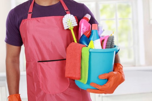 Cleaning a reception and meeting area in a W1W office building