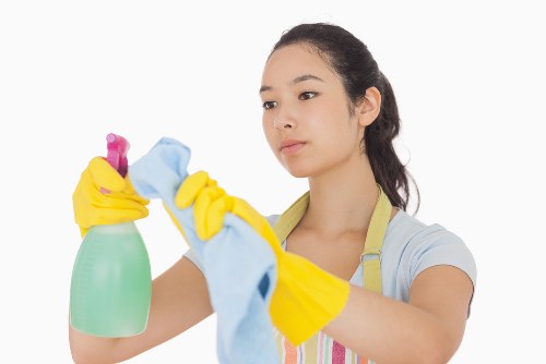 Professional domestic cleaning tasks in a W1W kitchen and living space