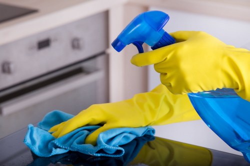 Cleaner preparing a modern apartment for a detailed cleaning visit