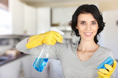 Cleaner maintaining shared office kitchen and washroom areas in W1W
