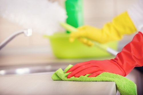 Local cleaners working around access challenges in a W1W residential building